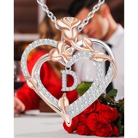 THECEROS Christmas Gifts for Her 2024 - Rose Gold Compass Necklace for Women - Wife Necklaces, Anniversary Birthday Gifts for Girlfriend, Sterling Silver Jewelry 14K, Perfect for Mom