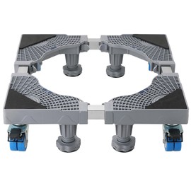 MAOPINER Multi-functional Washing Machine Stand Adjustable Base Mobile Roller with 4×2 Locking Rubber Swivel Wheels and 4 Strong Feet for Washing Machine, Dryer and Refrigerator 8 Wheels (Grey)