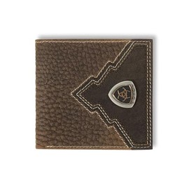ARIAT Large Bifold Overlay Shield Wallet, Brown Rowdy