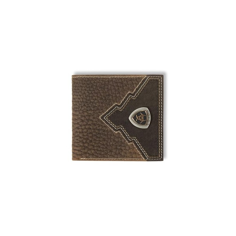 ARIAT Large Bifold Overlay Shield Wallet, Brown Rowdy