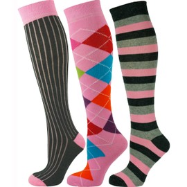 Mysocks Knee High Socks for Women and Men - Breathable Combed Cotton Seamless Toe Argyle Plain Unisex Long Socks - Casual Golf Knee Length Socks