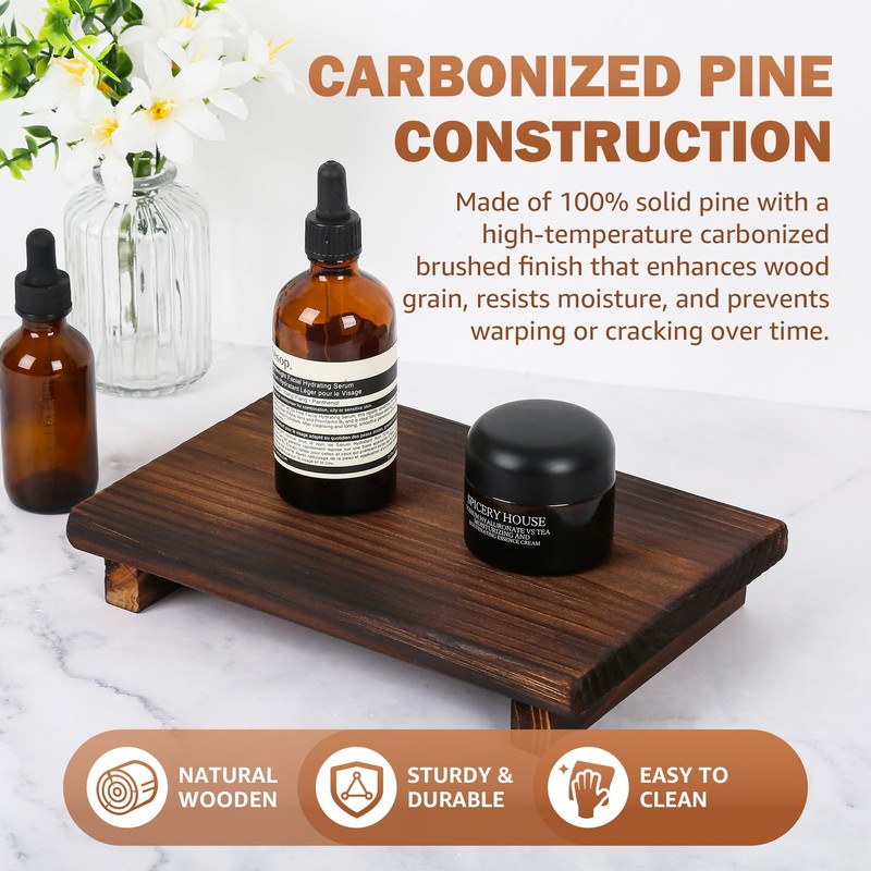 Wood Riser Tray Soap, Stand Soap Tray for Kitchen Sink,