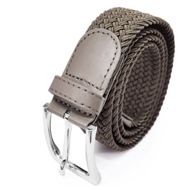 Glamexx24 Unisex Braided Belt, Elastic Fabric Stretch Belt for Men and Women, khaki