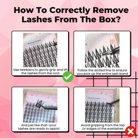 The 470PCs Ninetynine Dreams Lashes Bundle Manhua Anime Manga Lashes Clusters Lightweight Comfortable Thin Black Band Spiky Reusable Eyelashes 9-16mm