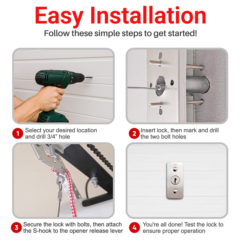 Universal Garage Door Emergency Release Lock Cable, Garage Door Opener