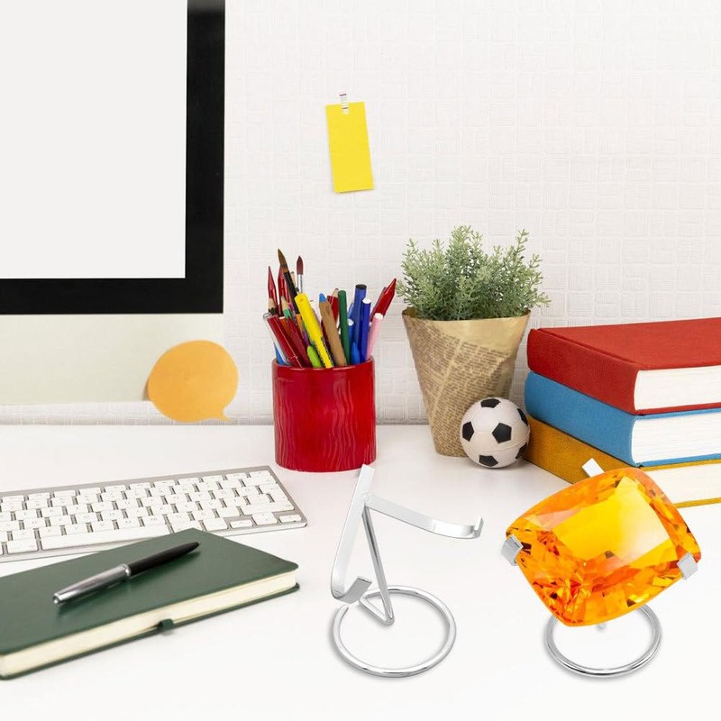 BDKMMS Crystal Display Stand, 4Pcs Crystal Heart Stones Ball Holder