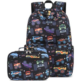 LEDAOU Children's School Backpack School Bag Boys Girls Teenager Backpack School with Lunch Bag Preschool Primary School, Large Wheels Black, M