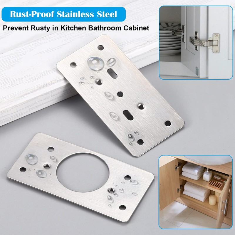 12-Pack Stainless Steel Cabinet Hinge Repair Kit - Door Hinge