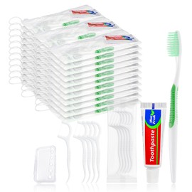 HAIFOTRVA 10 Set Disposable Toothbrushes with Toothpaste,5-in-1 Personal Care Travel Toiletries Sets Bulk Toothbrushes with Toothpaste and Floss,Comb,Cover Toothbrush Kit for Homeless,Hotel,Charity