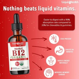 Liquidhealth Vitamin B12 Metilada Líquida Orgánica 3-pack