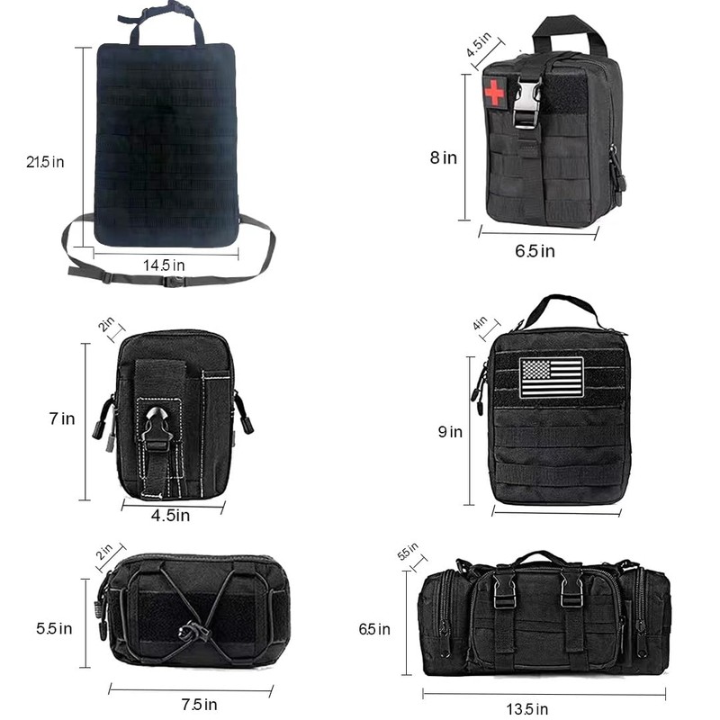 BEATUNEE Universal Tactical Front Seat Back Organizer with 5 detachable