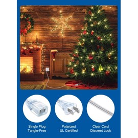 Kofuyni Short Clear Extension Cord 3FT, 1 Pack Single Skinny Extension Cord Indoor Thin, UL Polarized 2 Prong, 18 AWG 250V 7.5A, Discreet Lightweight Small Power Cable 3 Foot for Lamp