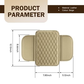 1 PC Thin Car Arm Rest Cover, Car Center Console Pad, Universal Automobile Interior Accessories with Side Storage Bags, for Most Cars, Trucks and Vans (Beige)