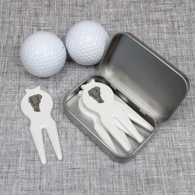 Azeeda 'Grey Elephant' Golf Divot Tool/Repair Fork Gift Set (GO00071898)