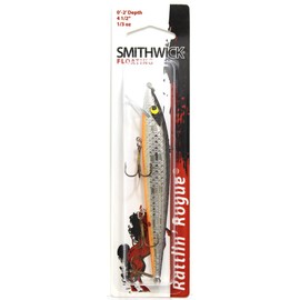 Smithwick Lures ARB1231OB Floating Rattlin' Rogue Fishing Lure, Chrome/Black Back/Orange Belly, 0, 2' Cranking Depth, 4 1/2"