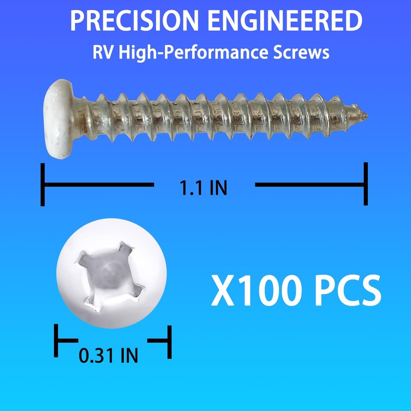 #8x1 Pan Head Polar White RV Screws | Multi-Pack |