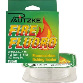 Fire Fluoro Fluorocarbon Fishing Leader, Clear, 30 Yards, 6lb, 4lb, 2lb Test, Superior Strength, Low Stretch, High Abrasion Resistance, Great for Small Jigs Baits (Clear, 30 Yards, 4, Pounds)