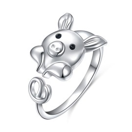 (Health and Durability) Hypoallergenic Turtle/Frog Animal Ring 925 Sterling Silver Jewellery Adjustable Size for Women Teenagers Girls., Sterling Silver