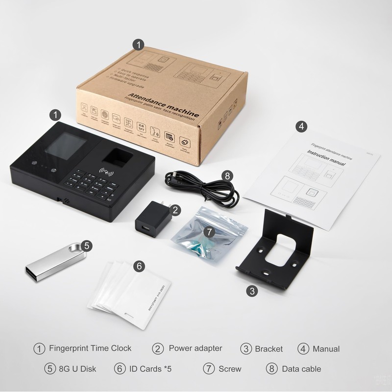 JIAN BOLAND Time Clock-Time Clocks for Employees Small Business-Badges& Fingerprint
