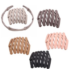 5pcs Retractable Headbands, Spring Wave Foldable Wide Headband, Non-slip, Compact and Portable Foldable Design Headband for Women Girls Washing Face Makeup Travel Outdoor, Fashion Hair Accessories