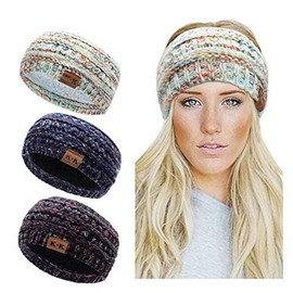 Winter Knitted Headband - Women Ear Warmer Headband Crochet Turban Twist Hair Band Fleece Lined Stretchy Headwrap Winter Thick Headbands For Womens