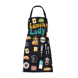 BNQL Lunch Lady Aprons with Pockets Lunch Lady Gifts for School Lunch Ladies Gifts Cooking Apron School Chef Appreciation Gifts