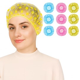 Bath Shower Cap 9-Pack Waterproof Shower Cap for Women – Reusable Hair Cover for Bath & Shower | Pink & Blue Floral Design | Comfortable Elastic Fit | Durable & Stylish Protection | Hair Protection for Women, Men, Kids – Spa, Salon, Travel Use