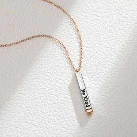 Be Kind Of A B Necklaces For Women Hidden Message Necklace Best Friends Sorority Sisters Inspirational Bar Necklace Stainless Steel Friendship Gift Jewelry (Style2, Rose Gold)