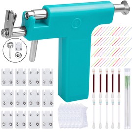 Ear Piercing Gun Kit, Reusable Professional Multi Purpose Ear Piercing Kit Nose Piercing Tools Set with 204 Pcs Stainless Steel Glossy Earrings Stud Earrings for Salon and Home Piercing