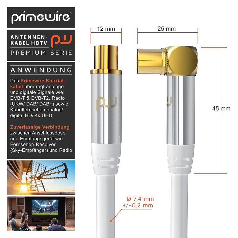 CSL - Antenna Cable Angled 8k 4k HDTV - 0.5