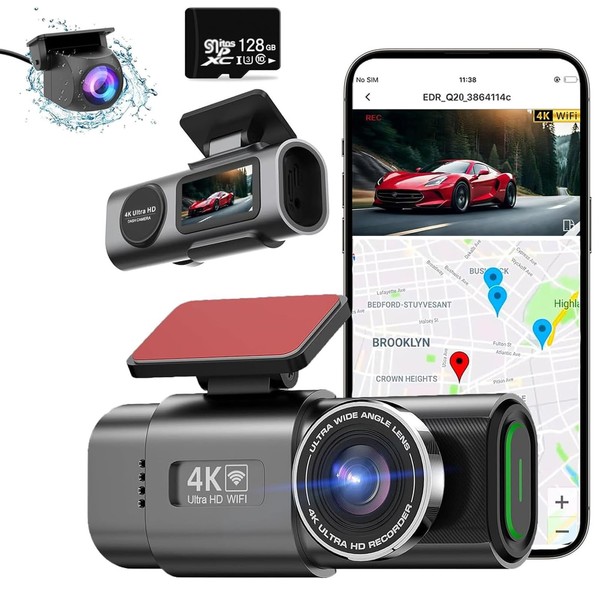 HEYInova Dash Cam 4K,Front 4K/2.5K and Rear 1080P Dual Dash,Built-in