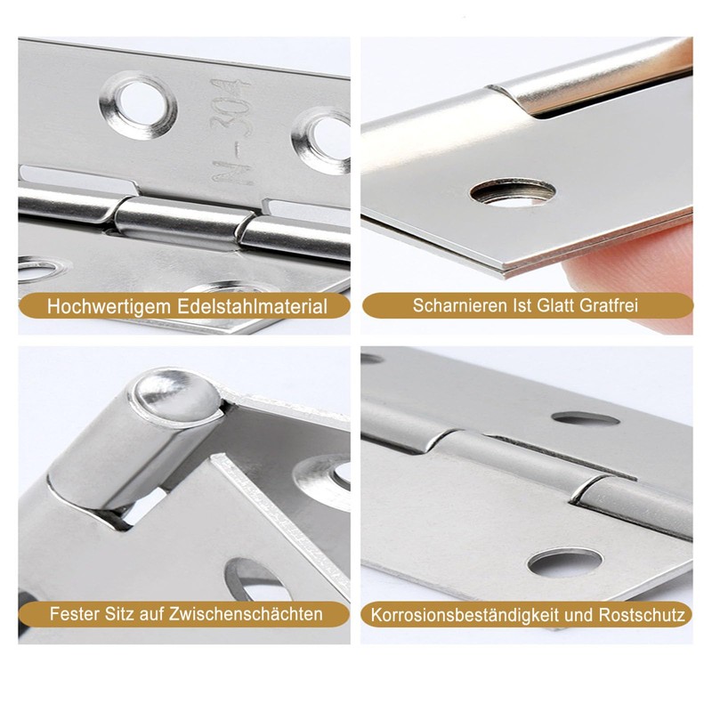 Pack of 12 Hinges Foldable, 44 mm × 32 mm