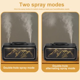 Double Spray Humidifier, 600ML Snow Mountain Small Quiet Cool Mist Humidifier for Plants Dorm Room Bedroom Office Home Personal Humidificador with 2 Mist Modes & 3 Modes Night Light