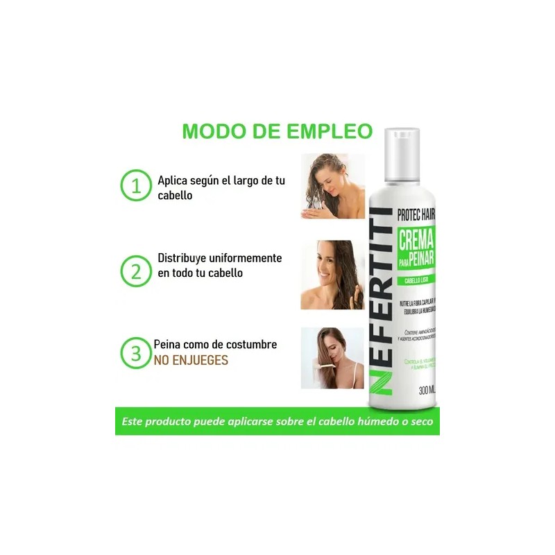 Nefertiti Crema Para Peinar Cabello Liso Anti Frizz 300ml