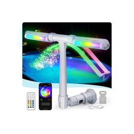 Pool Fountain with Lights for Above Ground Inground Pools with Dual Arc Spray Jet, 64-Color 12 Modes Swimming Pool Waterfall Water Sprinkler Fountains for Relax&Cool