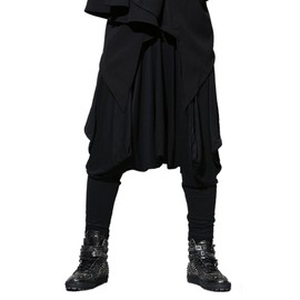 ellazhu Men's Harem Pants Elastic Waist Black Sweaterpants for Men Yoga David Rose Costume Baggy Joggers GYM22 L