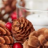 Set of 3 Natural Pinecone and Artificial Winterberry Berry Candle