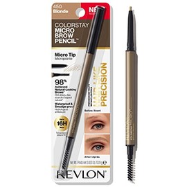 Revlon ColorStay Micro Eyebrow Pencil with Built In Spoolie Brush, Infused with Argan and Marula Oil, Waterproof, Smudgeproof, 450 Blonde (Pack of 1) 