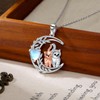 AHTAMOS Cat Necklace 925 Sterling Silver Heart Moonstone 2 Cat