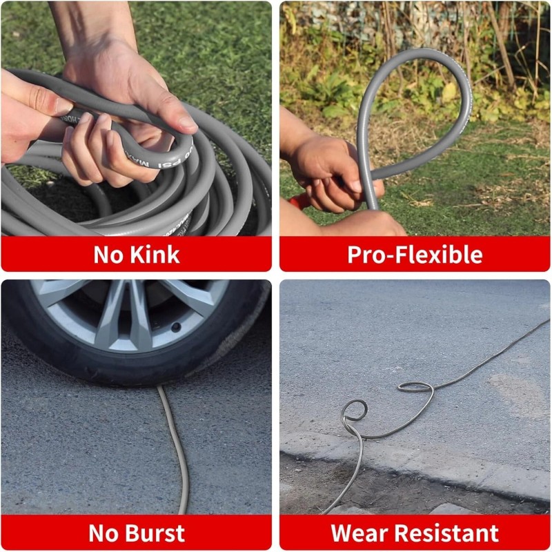 Heliwoo 25FT 4200PSI Pressure Washer Hose 1/4" Flexible Wire Power
