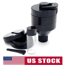 TitanOwl Plastic Spice Funnel Crank Grinder Hand Mill Dia 1.6 inch Portable w/ Glass Vial