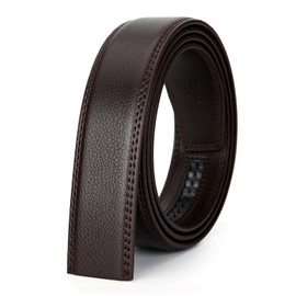 Nelbons Men's Belt Ratchet Automatic Belt for Men 30 mm Wide Leather Belt 1 1/8 Inch Without Buckle, Brown C2