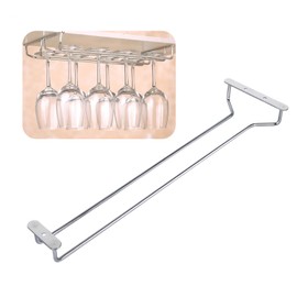 Wine Glass Hanger Glass Wine Rack Glass Holder Under Cabinet 2 Pack Metal Organizer for Bar Kitchen 10 inches (Silver)