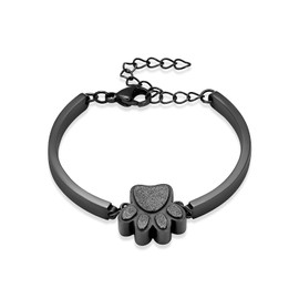 Minicremation Paw Print Urn Bracelet for Ashes Stainless Steel Cremation Jewelry Bracelet for Ashes Holder Bangle Link Chain Keepsake Memorial Bracelet for Women