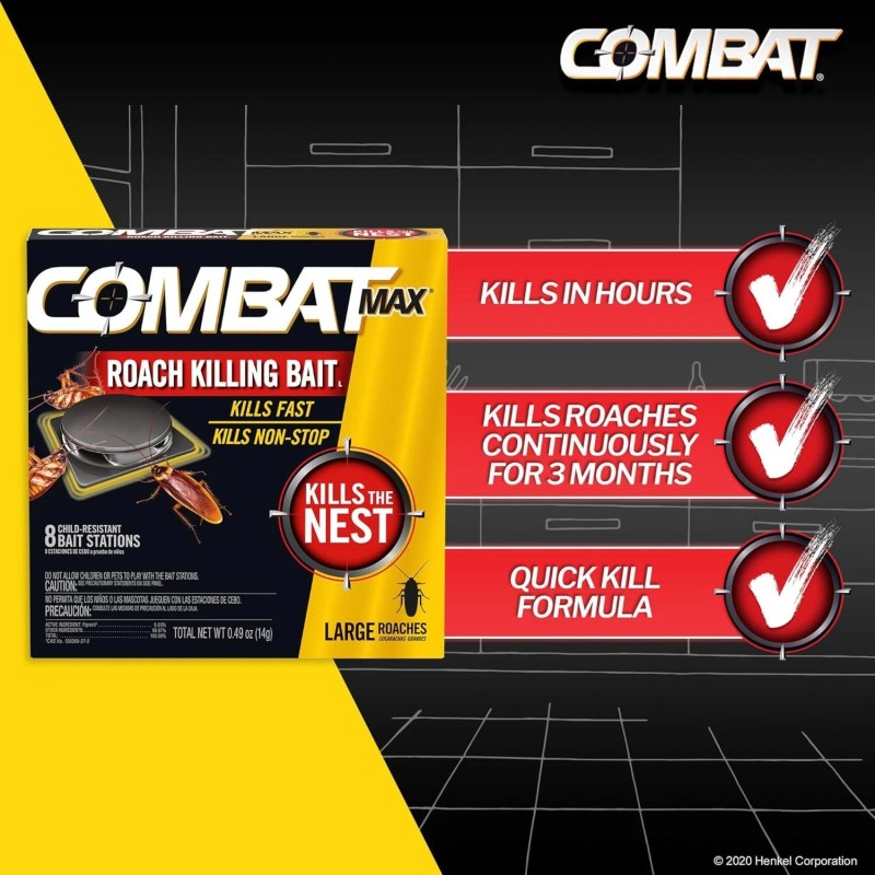 Combat Max Large Roach Killing Bait, 8 count (Pack of