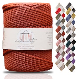 Makromecity, Macrame Cord Polyester 5mm x 94.8m 5mm Polypropylene Crochet Macrame Bag Cord for Wall Hangings Bags Saucers Carpet (Brick)