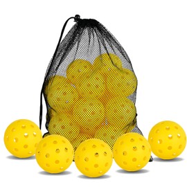 PICKLETECH Pickleball 20 Pack - 40 Holes Yellow Outdoor Pickleball with Mesh Bag, Perfectly Balanced, High Bounce True Flight, Pickle Ball for Tournament Pla