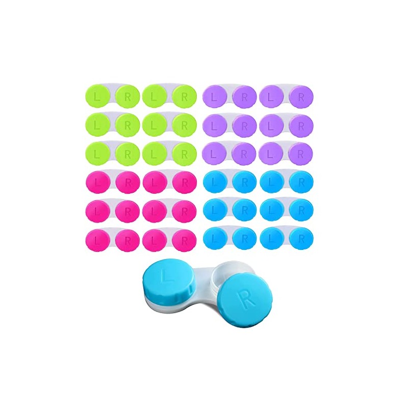 KISEER 24 Pack Colorful Contact Lens Case Box Holder Container