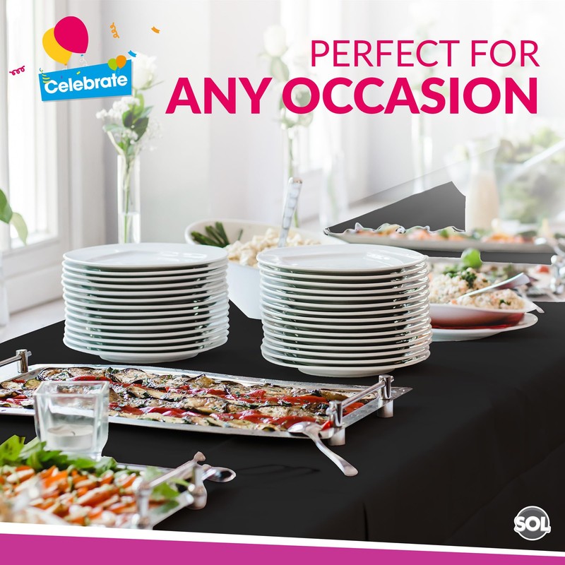 2pk Long Black Table Cloth Party | 274 x 137cm