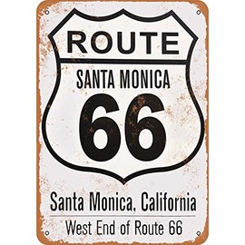RetroRust 10 x 14 METAL SIGN - Santa Monica Route 66 End - Vintage Rusty Look